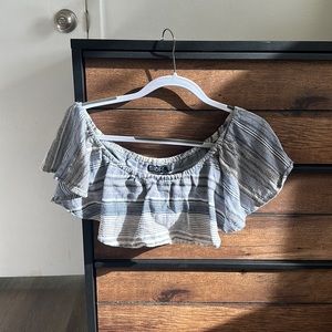 Beach Riot Blue White Stripe Crop Top M